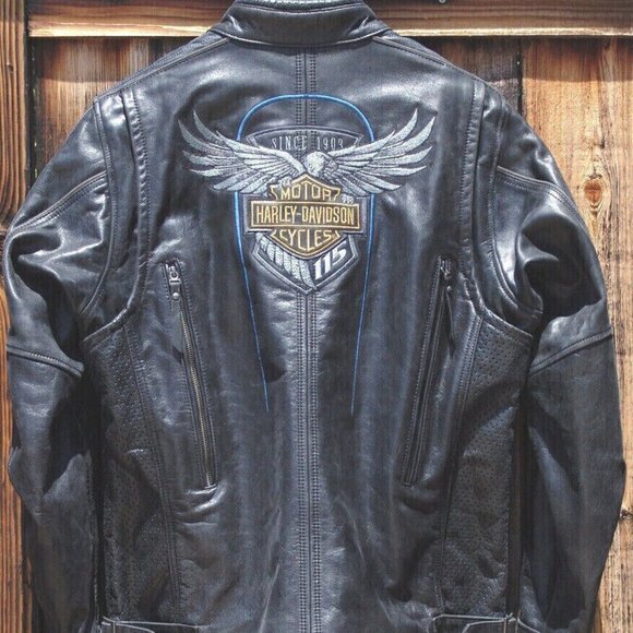 Harley-Davidson Other - MEN'S AUTHENTIC HARLEY DAVIDSON 115th ANNIVERSARY EAGLE LEATHER JACKET X LRG EUC